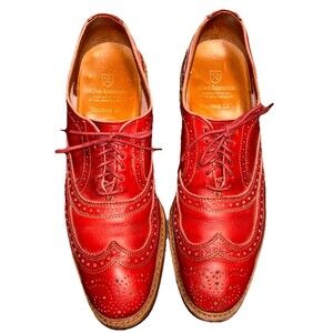Allen Edmonds Men's Shoes 12 Red Neumok 2.0 Wingtip Leather Dress Oxford